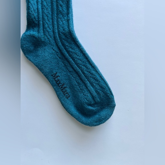 MaxMara Teal Ribbed Wool Socks - Picture 2 of 6